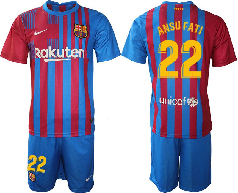 Men 2021-2022 Club Barcelona home blue #22 Nike Soccer Jersey
